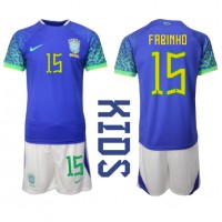 Brazília Fabinho #15 Vonkajší Detský futbalový dres MS 2022 Krátky Rukáv (+ trenírky)